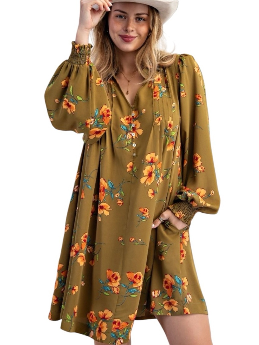 600:  EASEL NWT DRESS OLIVE (H22)